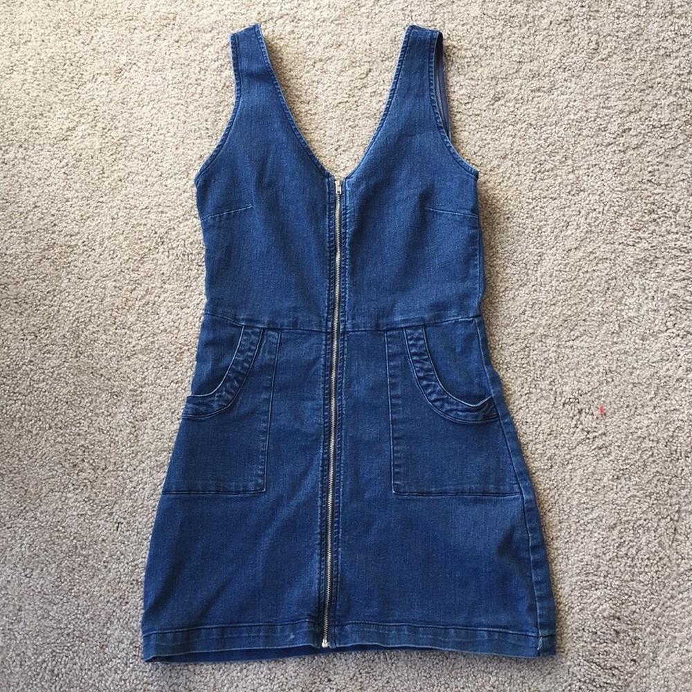 Zip-up denim minidress